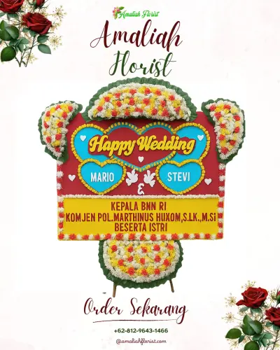 Karangan Papan Bunga Pernikahan di Kapuren